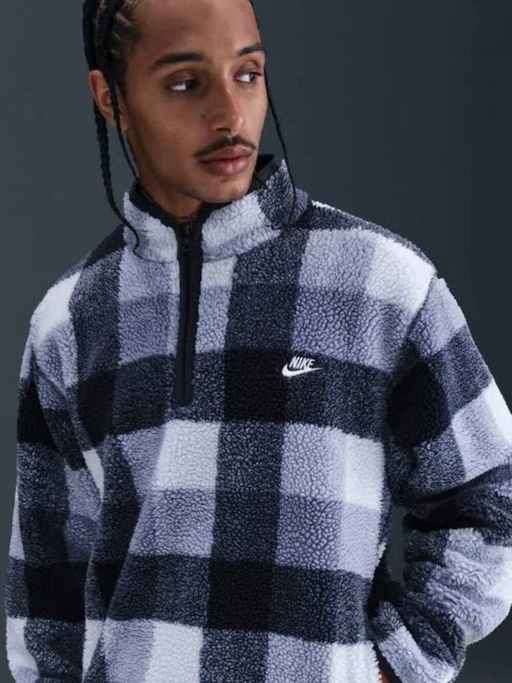 New Nike black and white panel fleece quarter zip Large